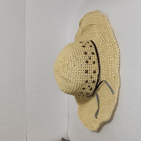 Chico's Crochet Open Weave Adjustable Wide Brim Boho Beach Hippie Summer Hat - Picture 4 of 12